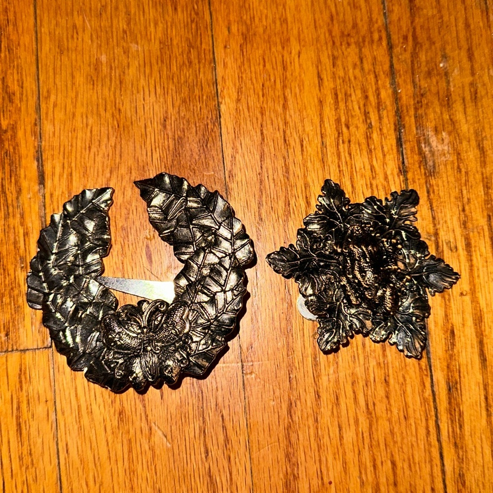 2 Sylvia Dahl Neiman Marcus scarf fur dress clip lot